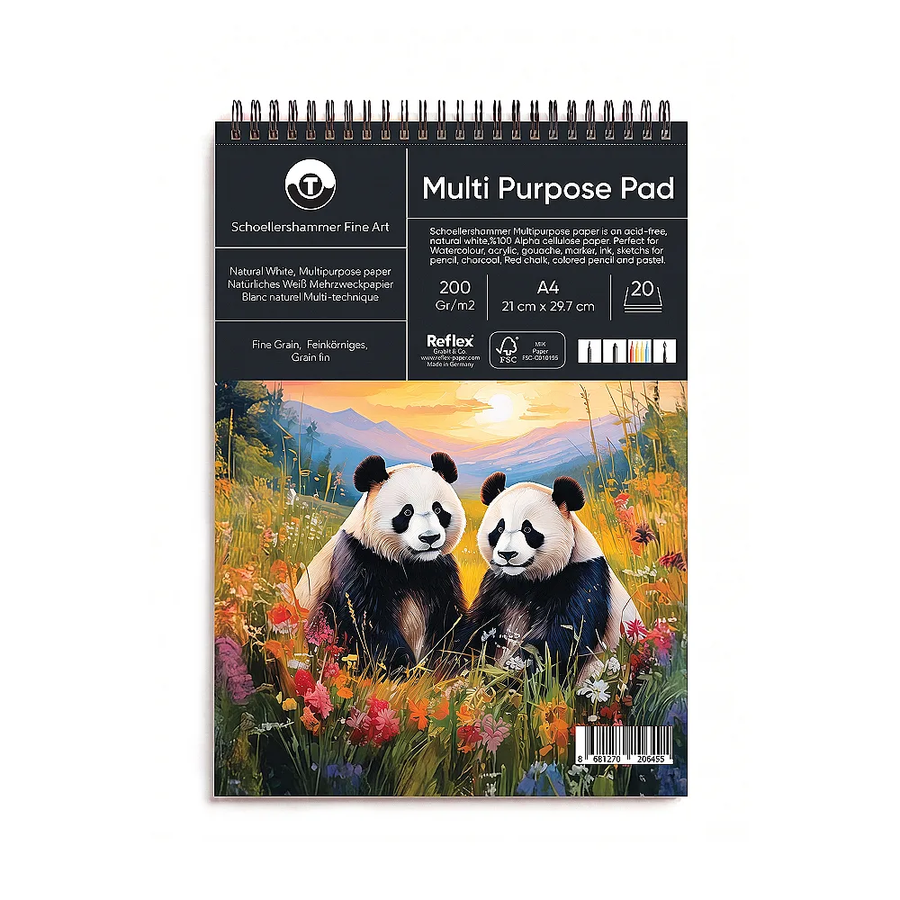 Çok Amaçlı Sanatsal Spiralli Defter 200 gr A4 20 Yaprak